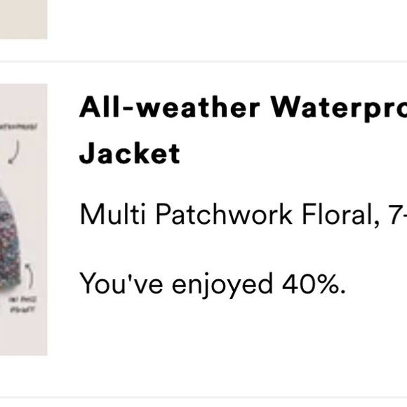Boden All-weather Waterproof Jacket Multi Patchwork Floral, 7-8 - Picture 4 of 5